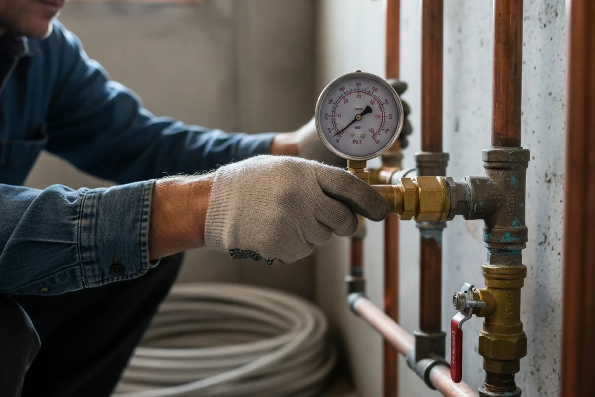 Pressure testing a repaired line during Water Line Repair in Hanson